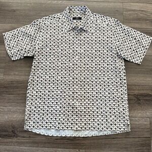 Jim Thompson Shirt Mens Small Geometric Print Button Up Short Sleeve